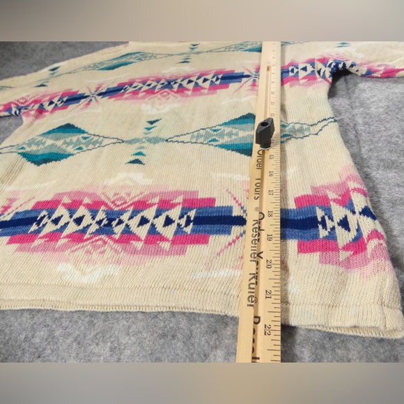 Chaps Womens Large Petite Sweater Southwestern Colorful - Picture 2 of 7